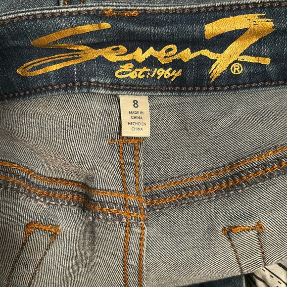 Seven 7 weekend shorts blue iean med wash size 8 cut off - Picture 3 of 4